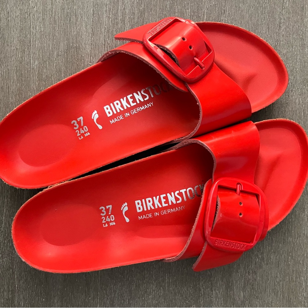 Birkenstock Kids Red Single-Buckled Slide Sandals